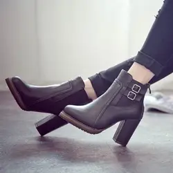 Masorini/зимние ботинки, женские модные ботинки из искусственной кожи, обувь на высоком каблуке с острым носком, удобные женские ботильоны с