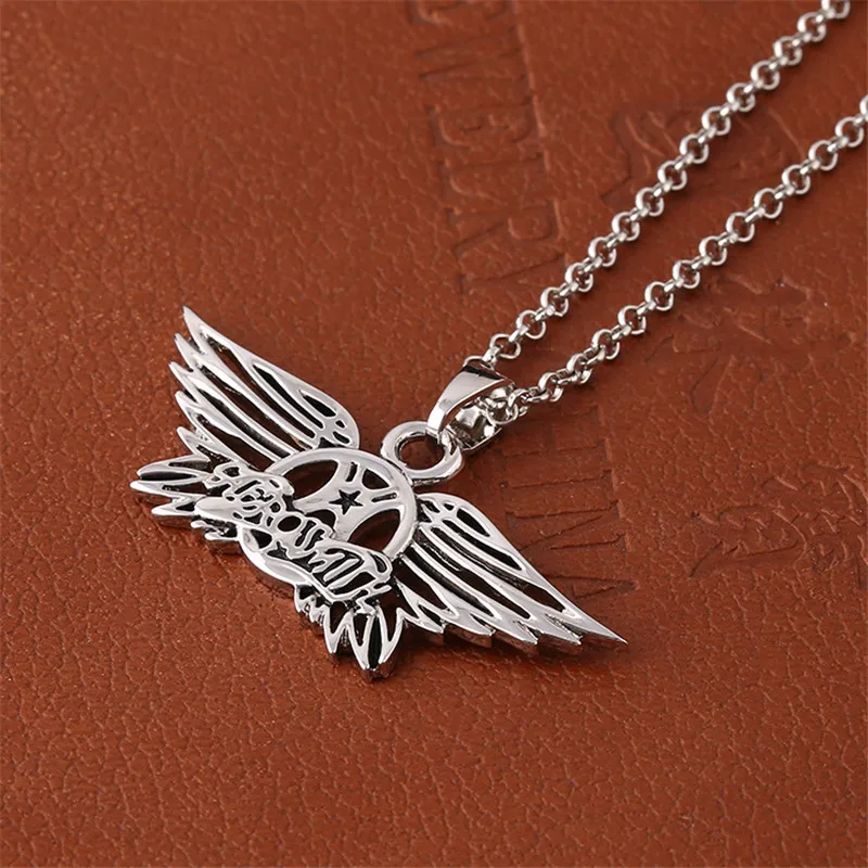 

Aerosmith rock band wings pendant necklace for men women alloy long chain necklaces pendants fans friends gift