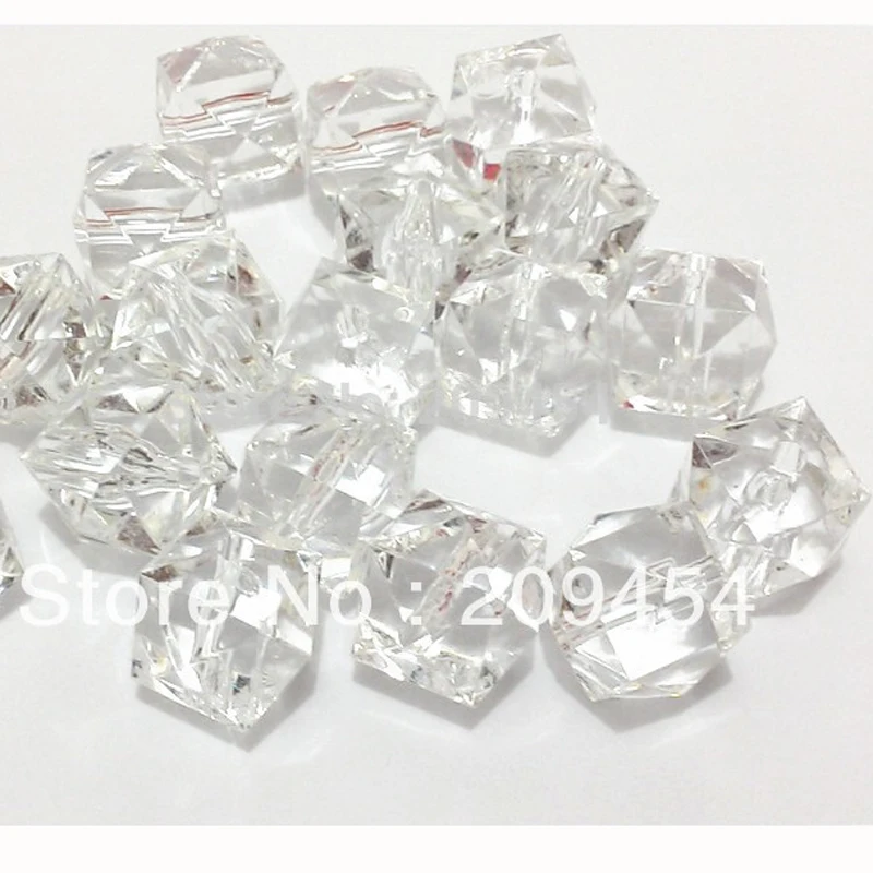도매 20mm-105개/봉투 투명 큐브 비즈, 청키 패션 쥬얼리 DIY 핸드메이드 디자인용