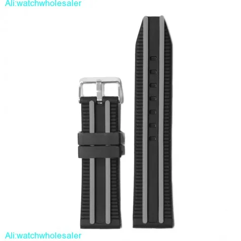 24mm Smart Black With Grey Two-tone Silicone Unisex Watch Band Strap WB1049B24JB