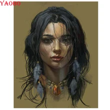 DIY Алмазная картина индийская женщина! На заказ сделать свой собственный алмаз живопись eigen фото Полный Круглый бриллианты Стразы Вышивка