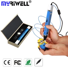 Myriwell Зарядка Power LED 3D Pen 3-го Поколения многофункциональный Магия 3D Ручки Добавить 1.75 мм ABS НОАК Накаливания Лучший Подарок Для Детей