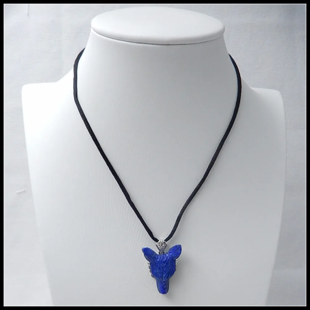 

Hot sale!!Carved Wolf head Lapis Lazuli Sterling 925 Silver fashion pendant Necklace for men,25x20x9mm,5.6g