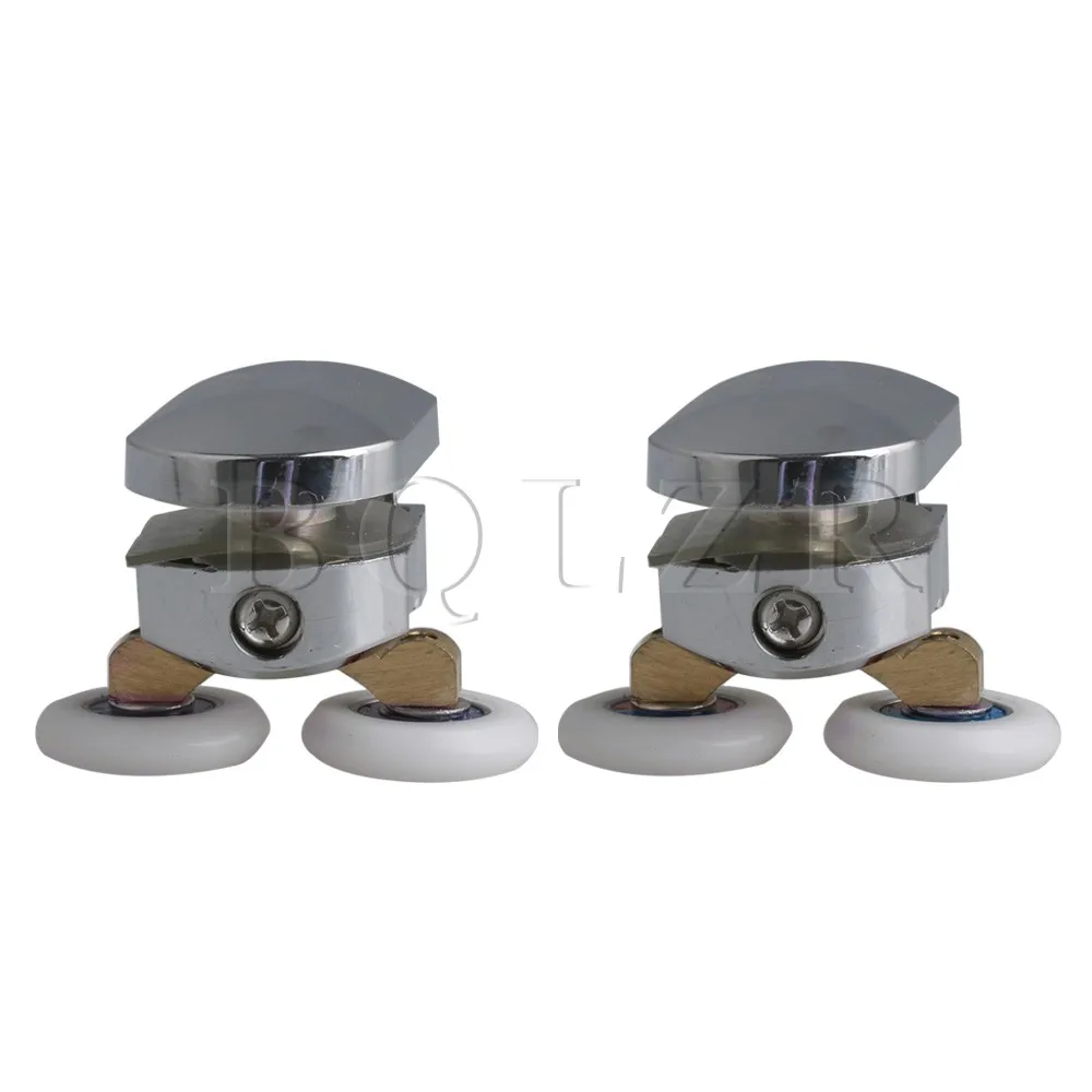 BQLZR 2x Zinc Alloy Adjustable Upper Roller Shower Door Twin Wheels