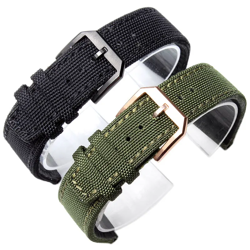 

20mm 21mm 22mm Canvas Nylon Genuine Leather Watch Band Black army green Watch accessories Strap for IW379901