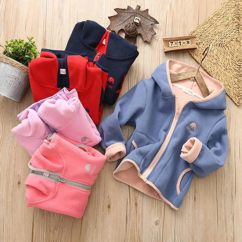 

boy Girls Cute Soft Polar Fleece Hoodies Jacket For Girls 2019New Children Spring Autumn Outwear Teenagers Kids Coat