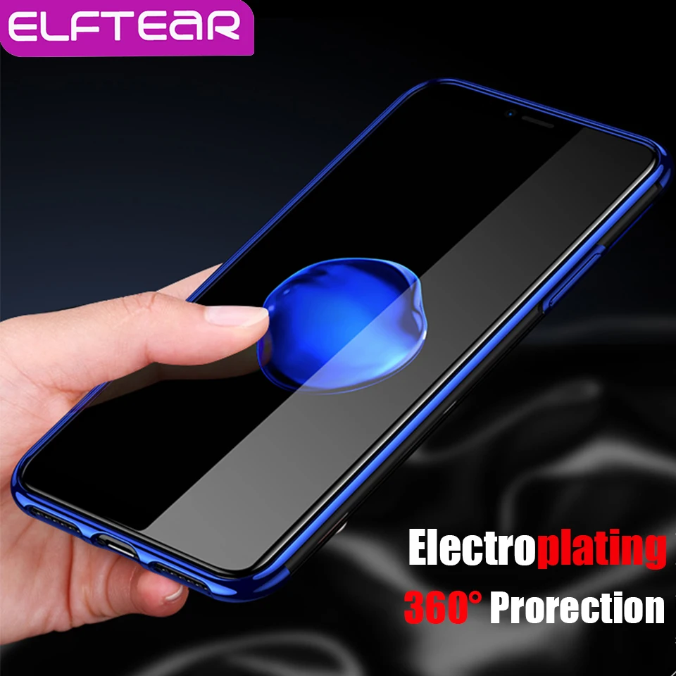 

ELFTEAR TPU Case For iPhone 6 6S Plus 7 8 Plus X Transparent Plating Cover For iPhone X 8 7 6 6S Plus Phone Cases Accessories