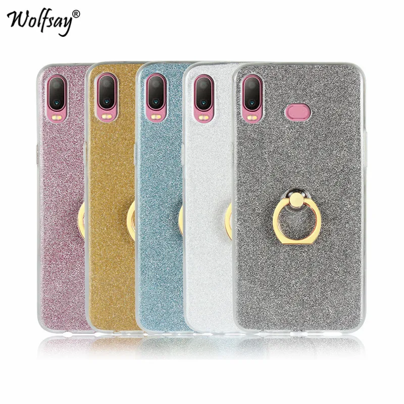

Luxury Bling Glitter Case For Samsung Galaxy A6s Cover Soft TPU Ring Holder Phone Case For Samsung Galaxy A6s Back Cover Fundas