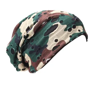 

B178127 NEW fashion Camouflage hat,New hole camouflage color skullcap,2017 the most popular broken hole color star beanies