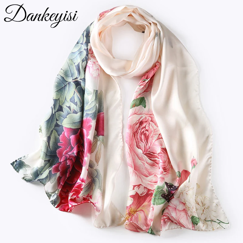 

DANKEYISI Women Scarf Luxury Brand Bandanas hijab Foulard Femme bandana Print Pure Silk Scarf Women Scarves Autumn Sjaal