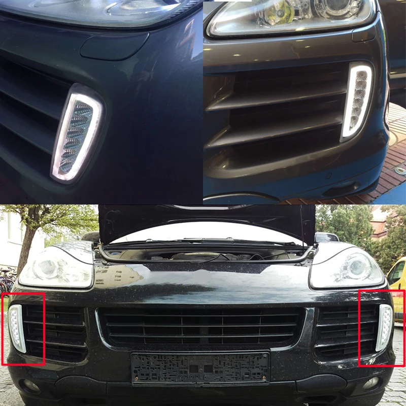 E4 R87 подходит для Porsche Cayenne 957 2007-2010 дым передний бампер Led DRL Противотуманные фары с янтарным поворотным сигналом Postion комбо наборы