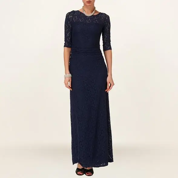 

free shipping gorgeous long Mother of the Bride lace Dresses 2014 new fashion vestido de madrinha sleeves dress to party gown