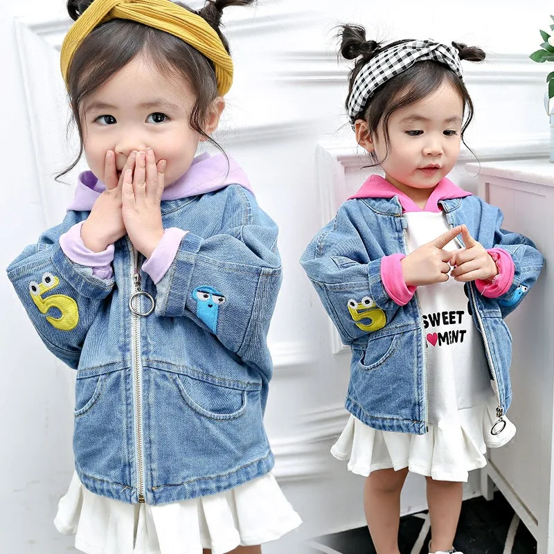 

2018 Autumn New Child Toddler Girls Hoodie Dress Sweatshirt Warm Long Sleeve Hoody Tops Pleated Dresses Denim Coats Jeans Jacket