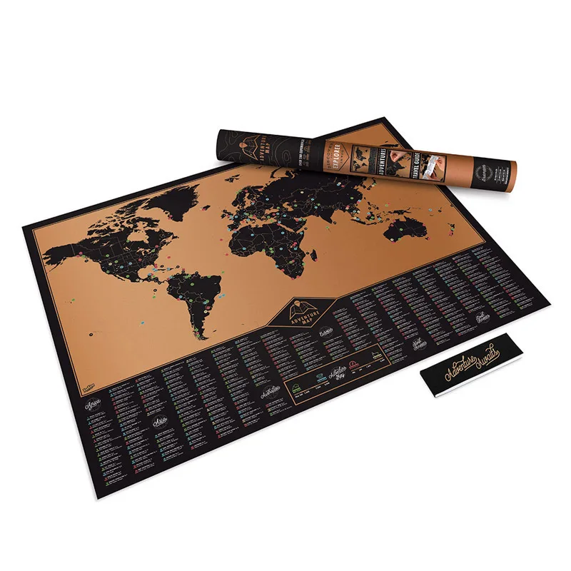 

Scratch Map World Travel Map Scratch Off World Poster Copper Foil Wall Sticker Personalized Journal Log Adventure Version