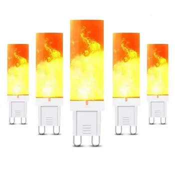 

FUNN-5-Pack LED G9 Bulb Flame Effect Light Bulbs(1300K Warm White) Fire Flickering Emulation Candelabra Vintage Atmosphere Dec