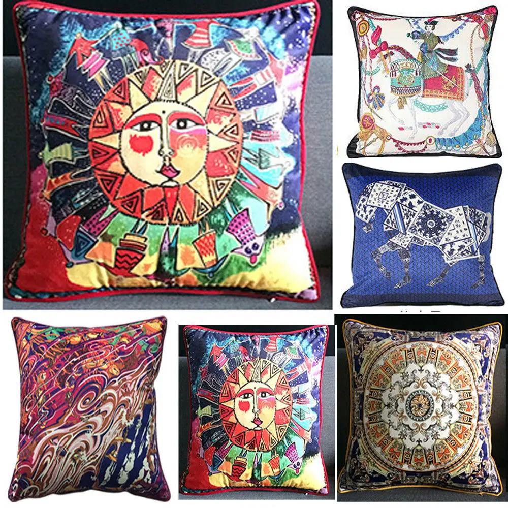 Oil Printed Style Polyester Throw Pillow Case Classic Print Cover Home Eight Styles | Дом и сад