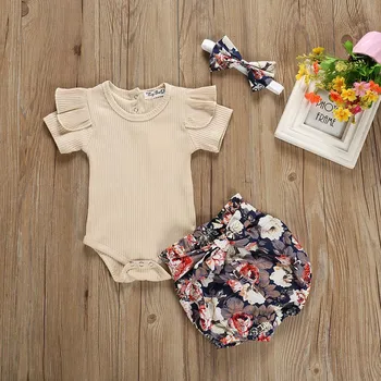 

2PCS Newborn Kids Baby Girls Outfits Clothes Romper+Floral Shorts Set 2019 Fashion Summer Baby Girl Clothes Erkek Bebek Giyim