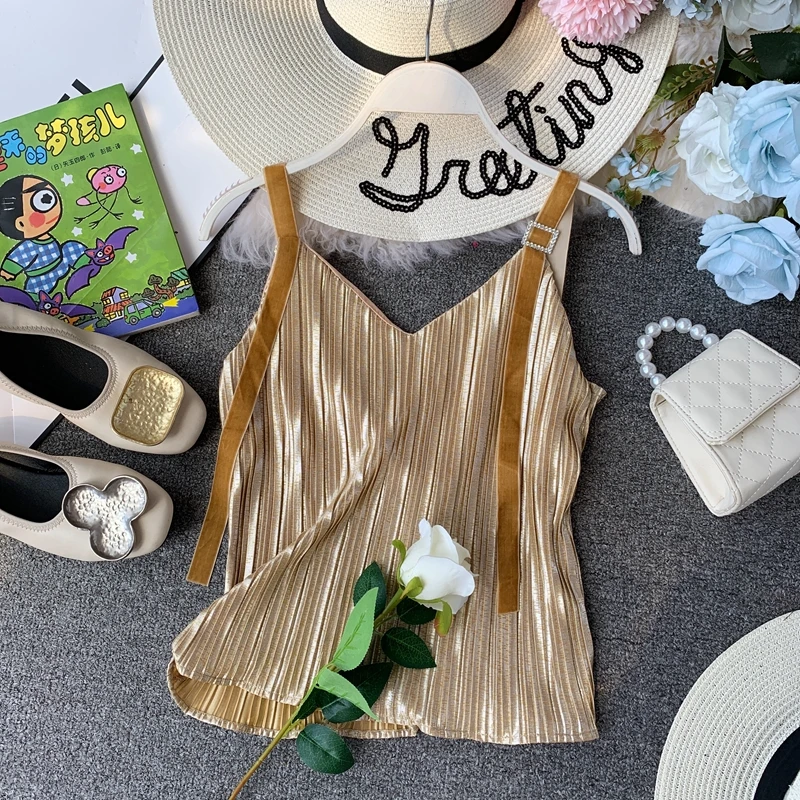 Fashion Sexy V-collar Open Back Loose Vest Outside Wearing Sleeveless Women Solid Color Tops H091