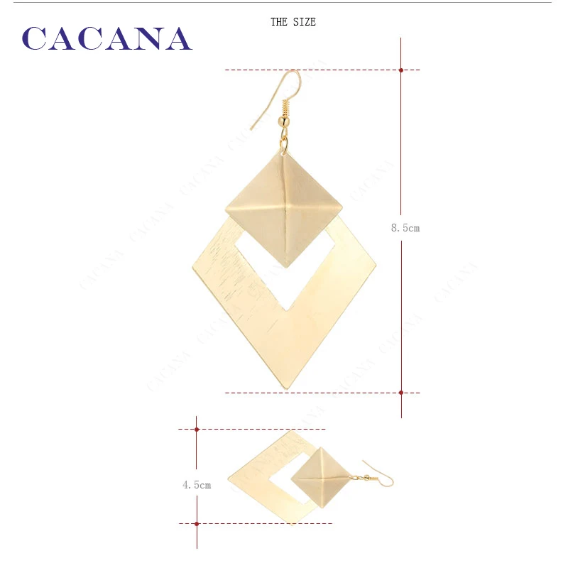 CACANA Dangle Long Earrings For Women Pyramid Shape Rhombus Fashion Bijouterie Hot Sale No.A353 A354