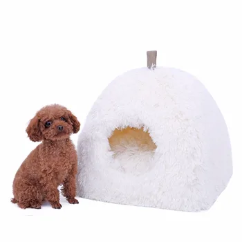 

Soft Cat House Foldable Leopard fluff Easy Hang Dog Bed Animal Cave Nest Puppy White Dog Kennel Cute Pet Cat Dog House High