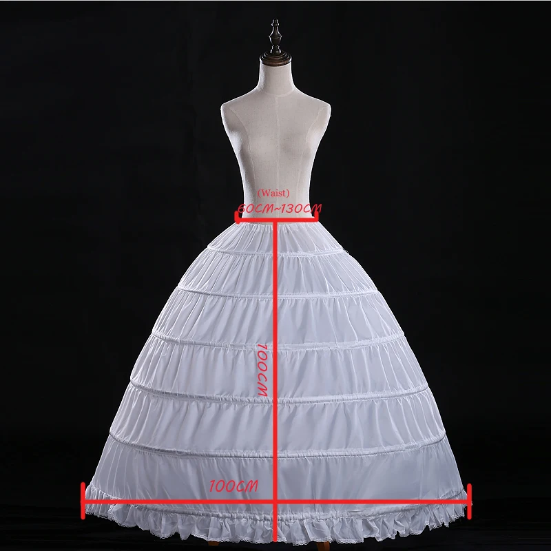 Q10 Real Ball Gown 6 Hoops White Underskirt Bridal Petticoat Crinoline for Quinceanera Dress