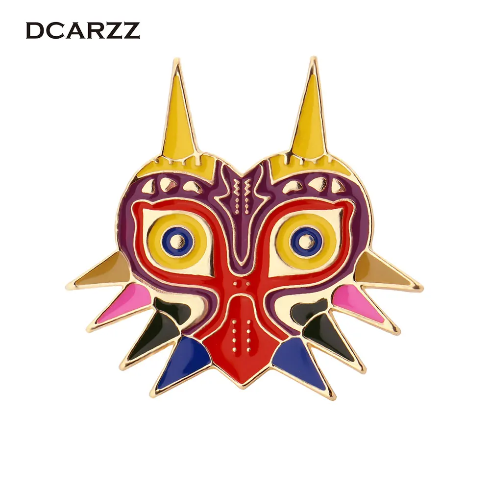 

2016 Legend of Zelda Brooches Majoras Mask Pins Game Jewelry,Gold Enamel Majoras Mask Kolye Pins Anime Cosplay accessories Gift