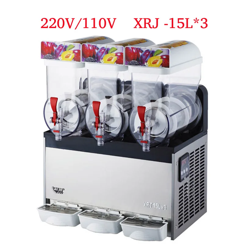 

220V/110V Slush Machine 15L Beverage Ice Machine Snow Melting Machine 3 Tanks of Commercial Slush Machine XRJ -15L*3