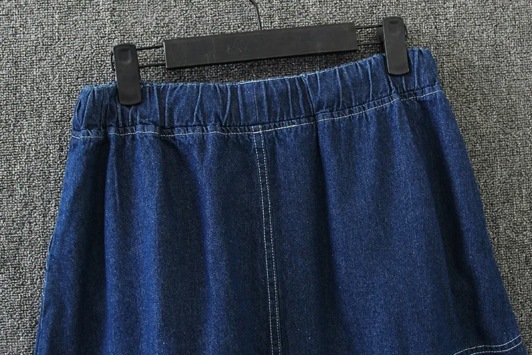 S6 весенние повседневные женские джинсовые юбки 3XL размера плюс модная одежда с завязками на талии трапециевидная юбка 1005