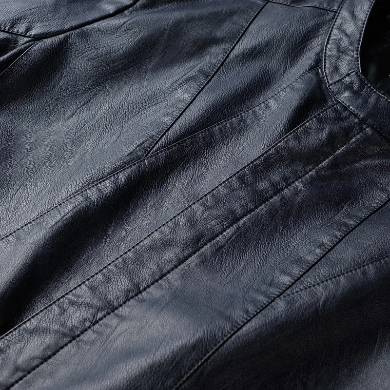Minglu, Новое поступление, тонкая искусственная кожа, приталенная мужская кожаная куртка, высокое качество, модная, мото& Байкерская, стоячая, повседневная мужская Черная куртка, 4XL