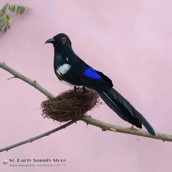 

Simulation black feather birds Magpie for Christmas Home Bar Desk Decoration props Furnishings 22cm Pure handmade Free shipping