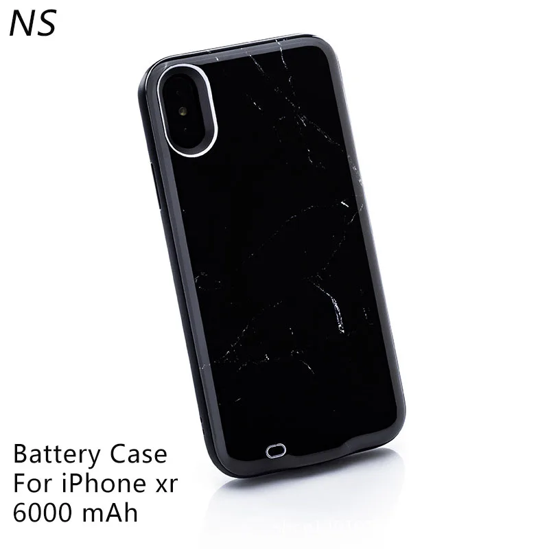 For iPhone XR Battery Case 6000mAh Capacity Marble