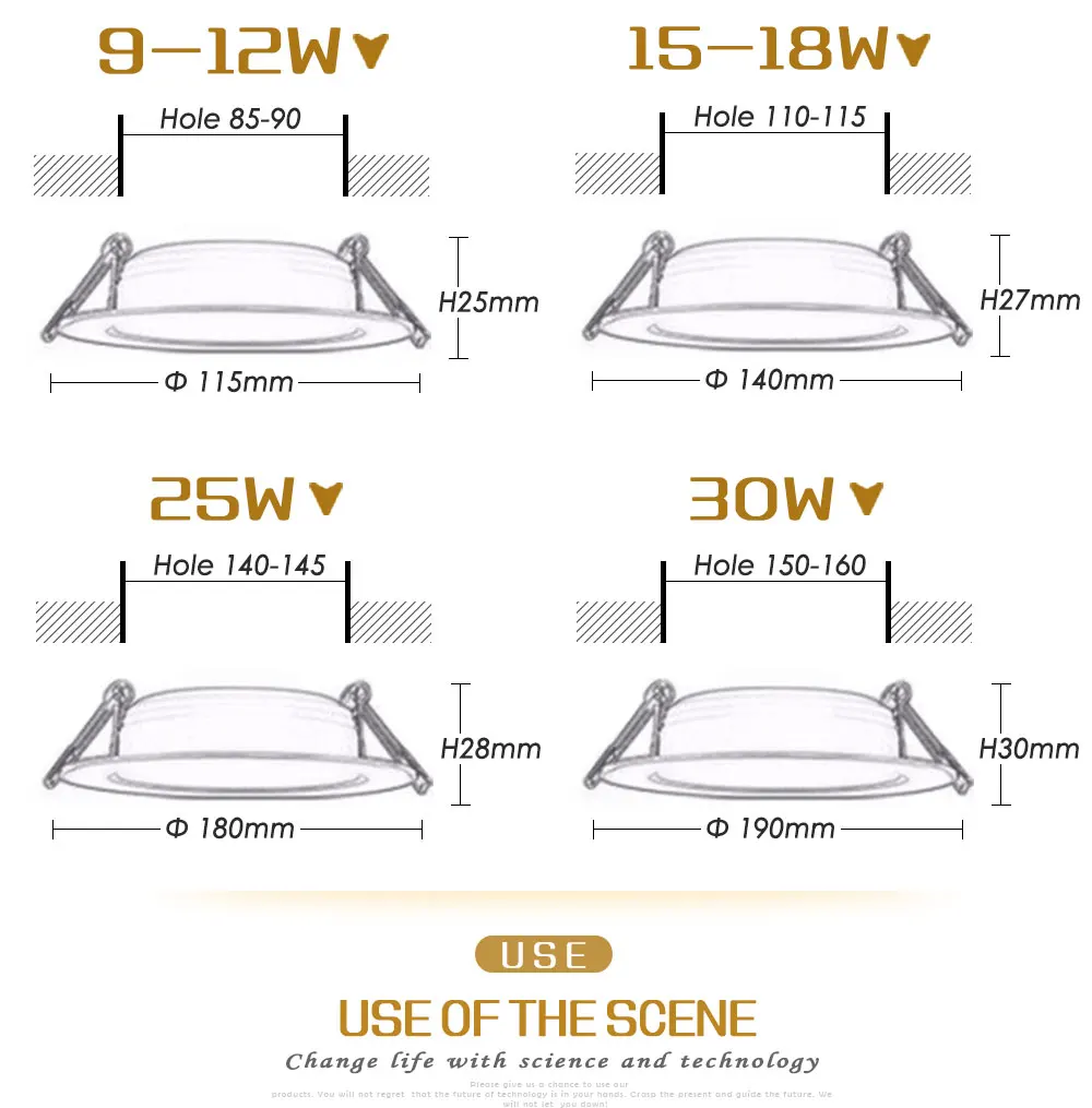 1pcs Dimmable Led Downlights 5W 7W 9W 12W 110V 220V Waterproof LED Ceiling Downlight Lamps Led Ceiling Lamp Home Indoor Lighting