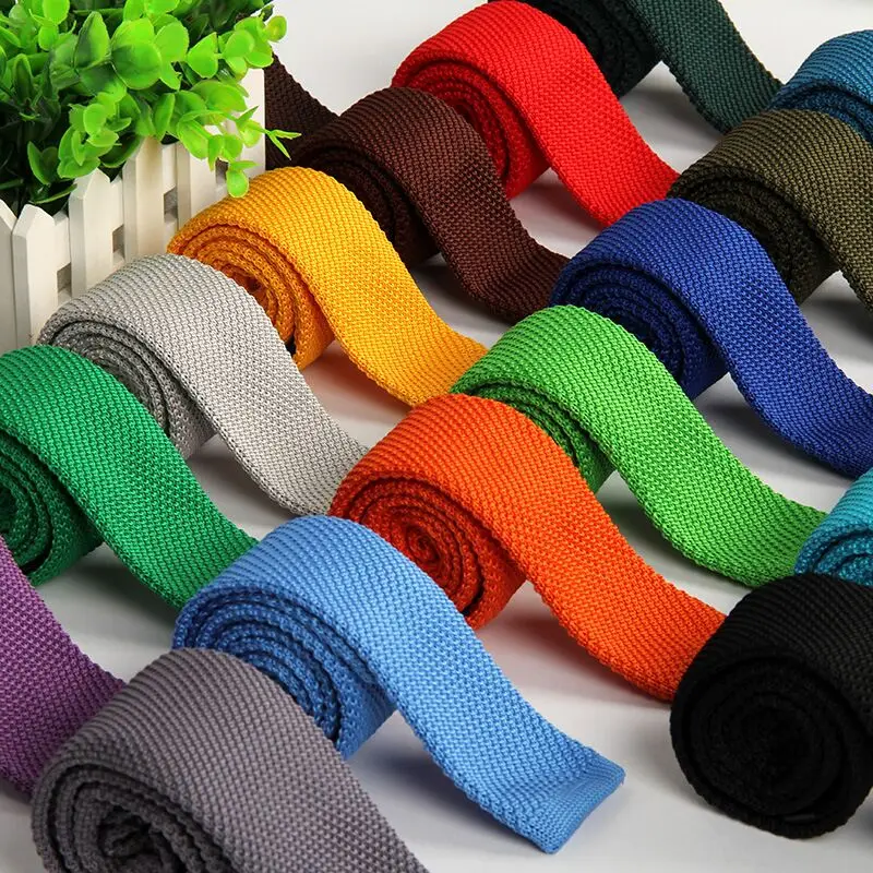Orange 5.5 cm knit tie skinny knitted necktie narrow slim gravatas mens wool ties knitting tape yarn designers