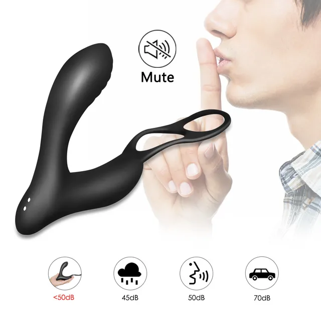 Vibrating Prostate Massager with Penis&Ball Ring for Triple Stimulation,10 Vibration Modes Anal Sex Toy Remote Vibrator for Men 3