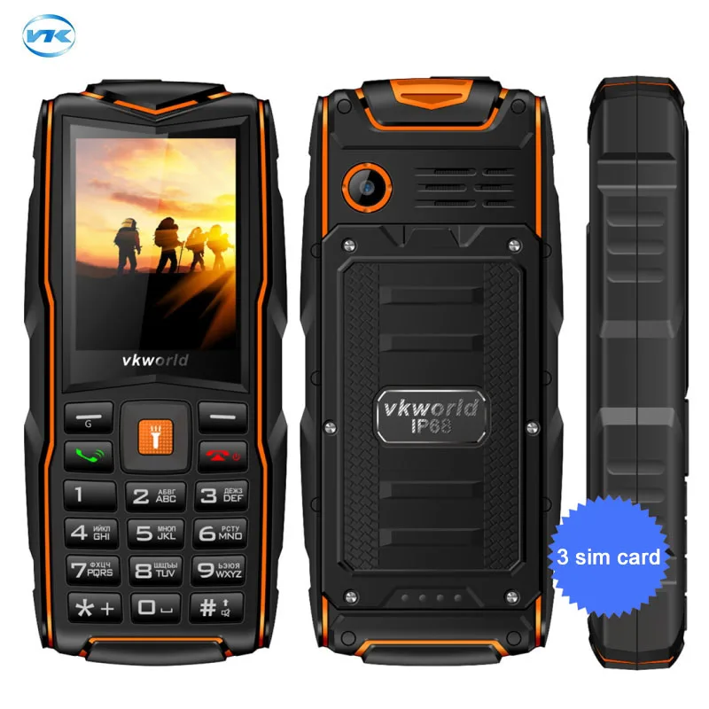 Original VKworld New Stone V3 3 SIM Card IP68 Waterproof Russian keyboard 2 4 inch SC6531CA
