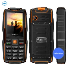 Оригинал VKworld Новый Каменный V3 3 Sim-карты IP68 Водонепроницаемый Русская клавиатура 2.4 дюймов SC6531CA СВЕТОДИОДНЫЙ Фонарик 3000 мАч Мобильного Телефона