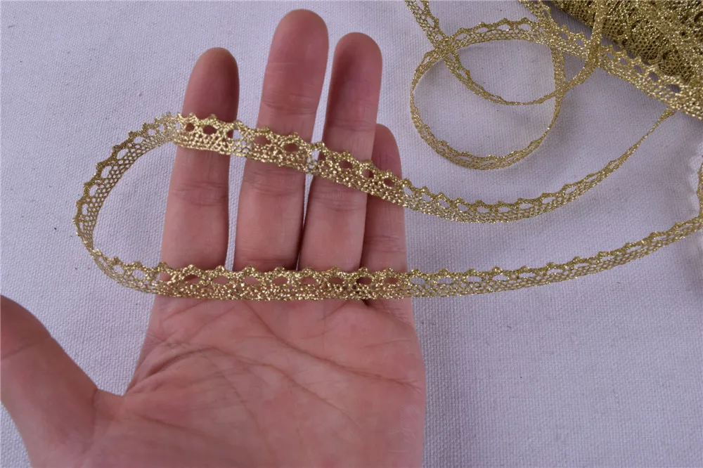 

100 Yards Golden Crochet lace Ribbon for Sewing Bridal Bow wholesale width 10mm Golden color .