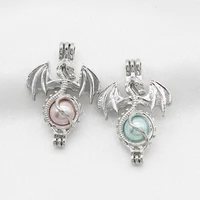 10pcs Silver Plated Flying Dragon Pearl Cage Diffuser Lockets Pendant for Aromatherapy Perfume Essential Oil Necklace Making 1