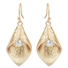 QIAMNI 30 шт/партия каллы Лилия с имитацией серьги из жемчуга ювелирные изделия в стиле минимализма свадьбы для девочек и женщин