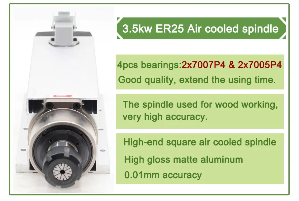 Новинка! 220 В/380 В кВт 4 подшипника с ЧПУ мотор шпинделя с воздушным охлаждением ER25 мотор воздушного охлаждения шпиндель керамический шариковый подшипник и инвертор 4 кВт