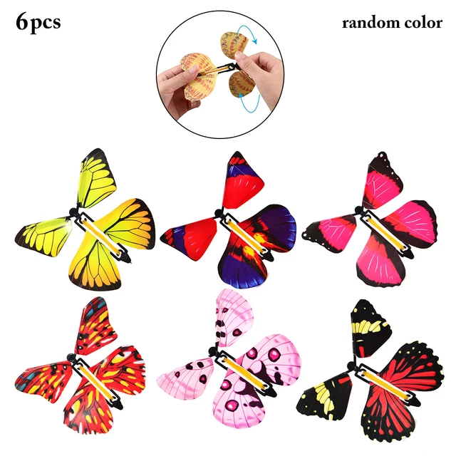 6PCS Magic Flying Butterfly Creative Wind up Magic Toy Butterfly Toy