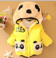 Одежда для детей с изображением панды зимняя верхняя одежда для мальчиков и девочек утепленное пальто с хлопковой подкладкой для детей куртка-пуховик - Цвет: Цвет: желтый