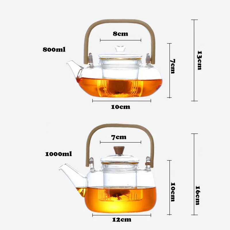 Большой Стеклянный Горшок термостойкий стеклянный кофейник бамбуковая деревянная ручка Встроенный стеклянный фильтр чайник 800 мл/1000 мл