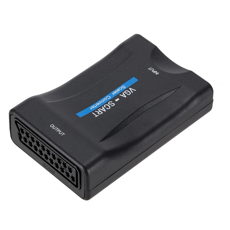 1080P VGA to SCART Video Audio Converter Adapter + Remote Control + USB Cable VGA Cables