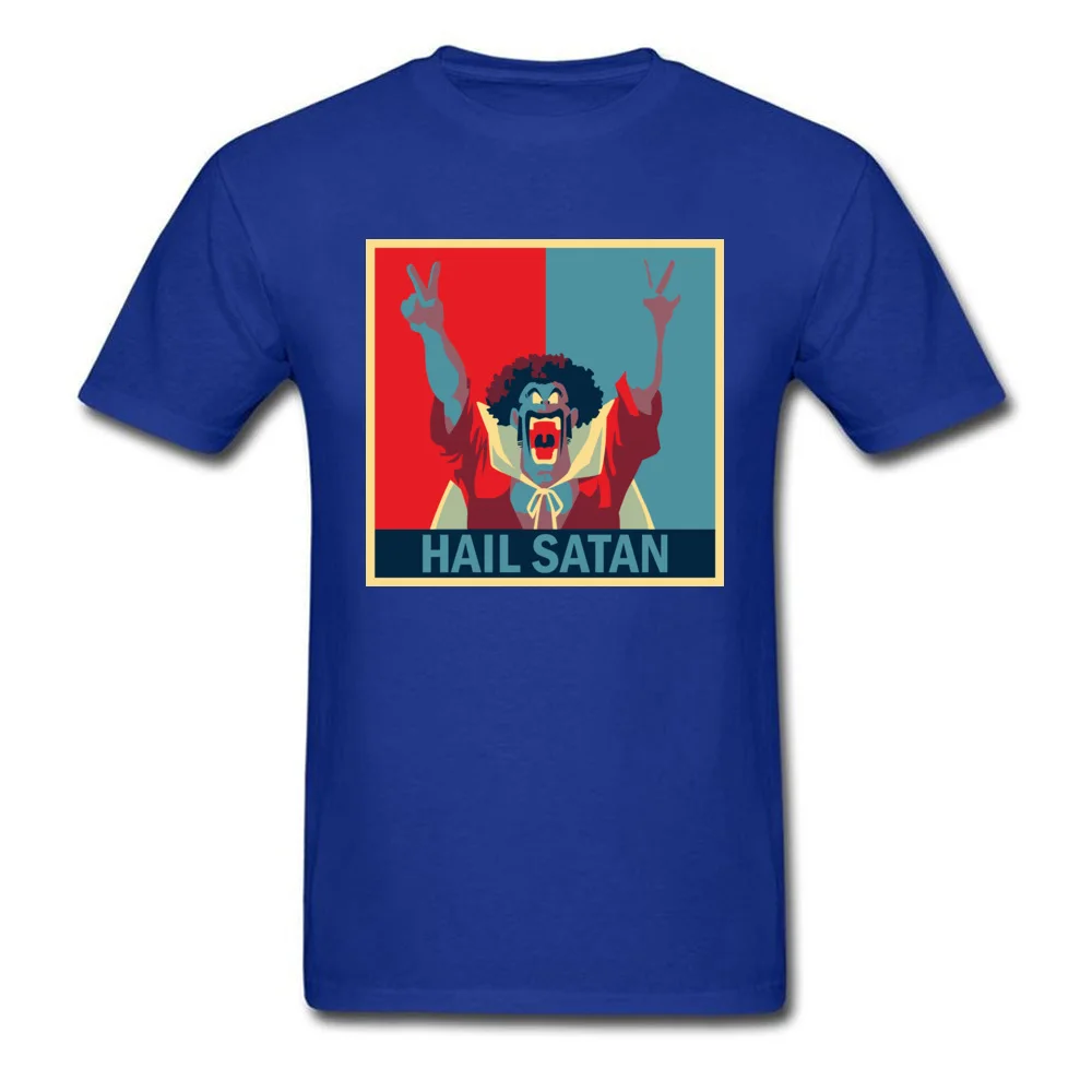 Hail Satan Tshirts Funny Short Sleeve 2018 Discount Round Collar 100% Cotton Tops Tees Summer Sweatshirts for Men Lovers Day Hail Satan blue