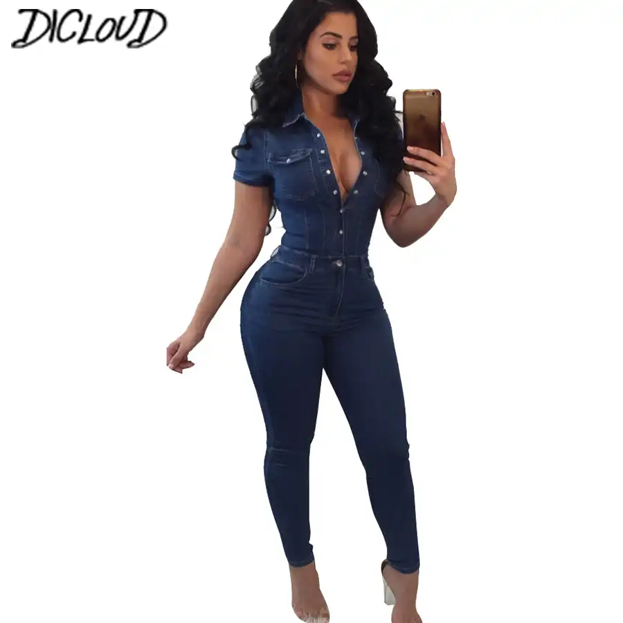 tight denim playsuit