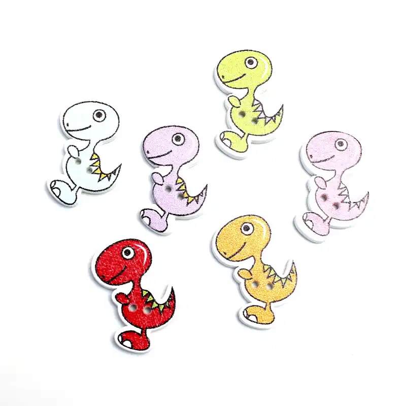 50Pcs Cute Mixed Cartoon Animal Wooden Sewing Wood Buttons Flatblck Decor Acces