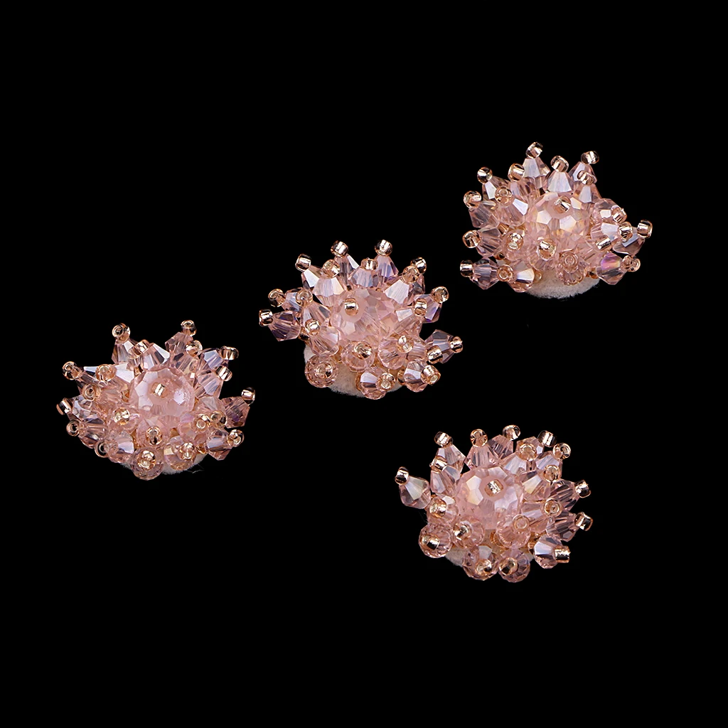 4x Pearl Embellishments Glass Pearl Flower Flatback Pearl Buttons for Wedding Party Home Decoration DIY Sewing Crafts Bow Center