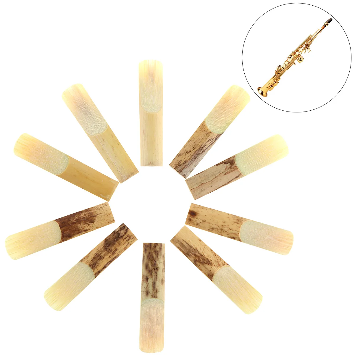 

10pcs High Grade Soprano bB Saxophone Sax Bamboo Reeds 2-1/2 Strength 2.5 for Soprano Saxophone