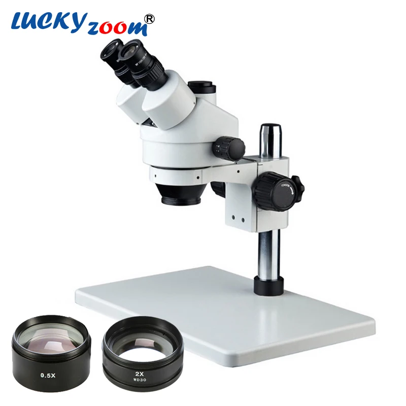 

Lucky Zoom Brand 3.5X-90X Stereo Trinocular Microscope Large Stand Microscope For Soldering PCB Inspection Mobile Phone Repair